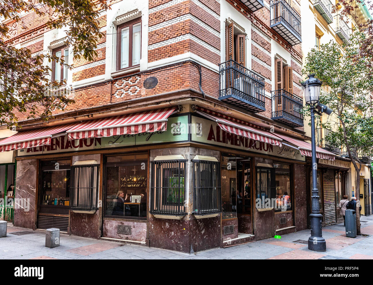 Alimentacion Quiroga restaurant, Calle Huertas, barrio de Las Letras, Madrid, Spain. Stock Photo