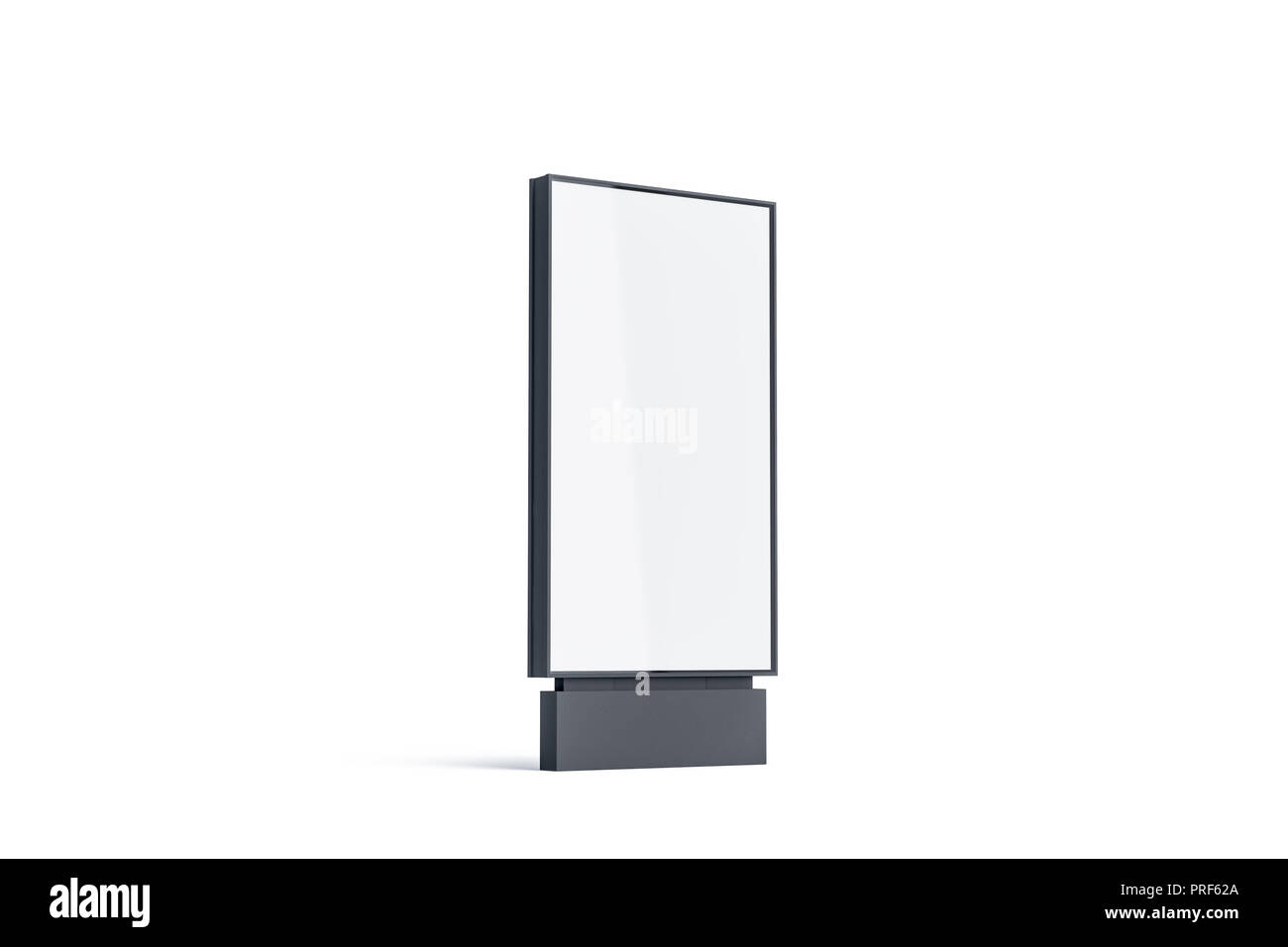Blank white pylon mockup, side view, isolated, 3d rendering. Empty advertising billboard mock up. Clear outdoor poster template. Commercial outside baner for ad. Stock Photo