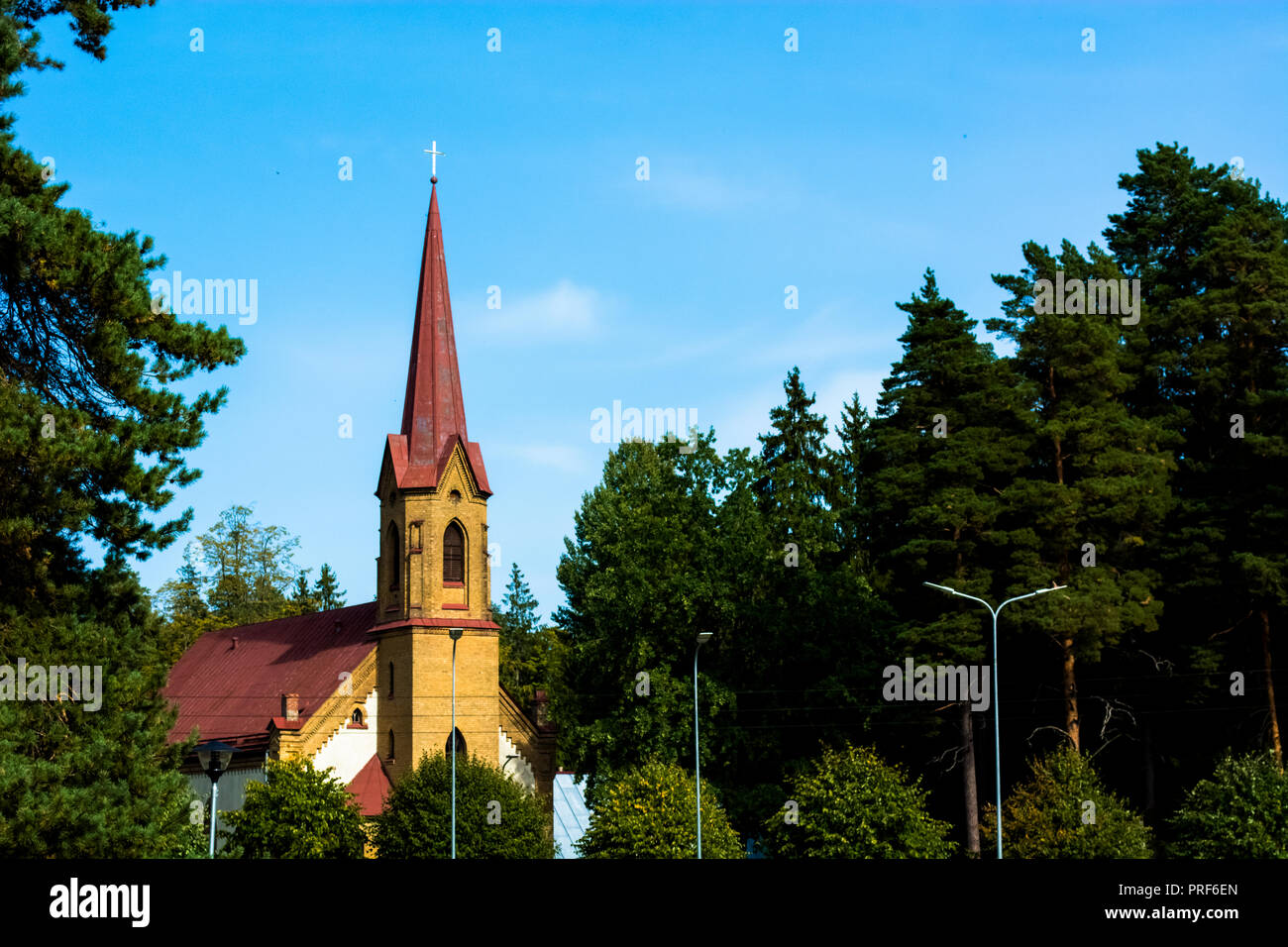 Luteranic church in Ogre city Stock Photo