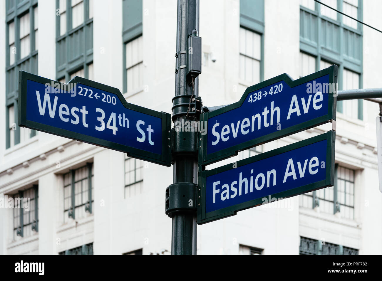Road signs in Midtown of New York City Stock Photo