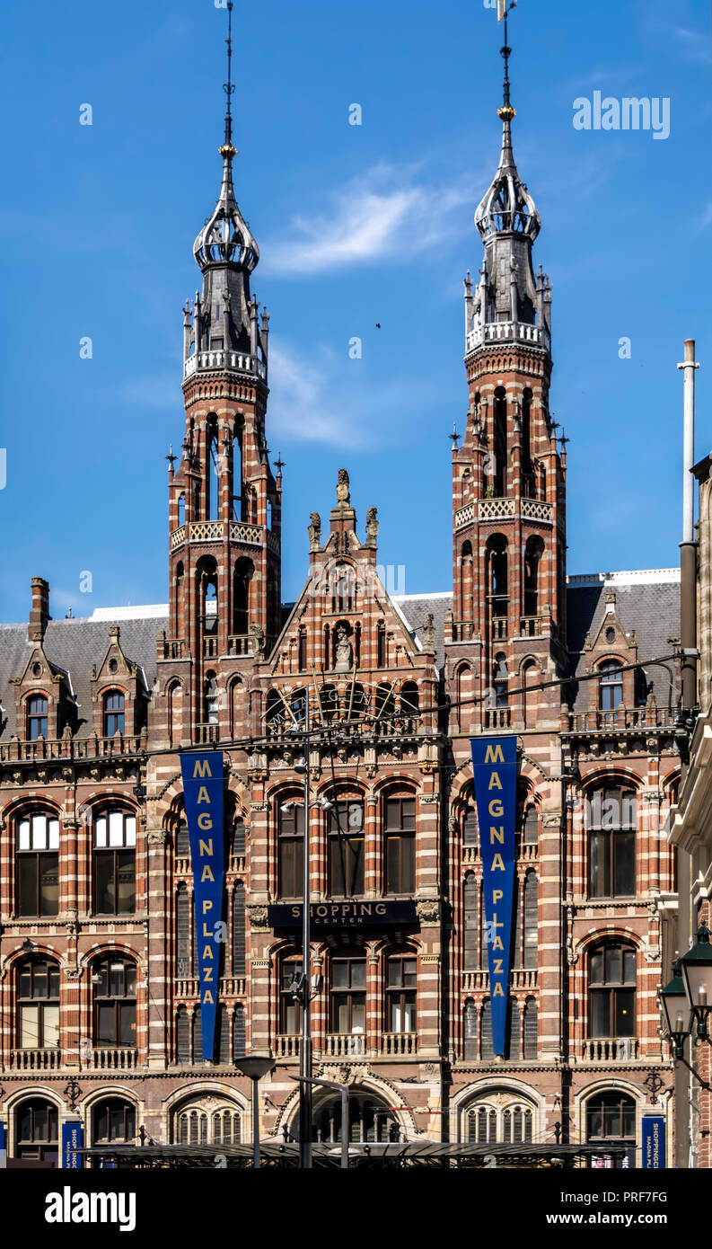 Amsterdam, Netherlands - May 21, 2018: Shopping center Magna Plaza in the monumental Former Main Post Office building. Stock Photo