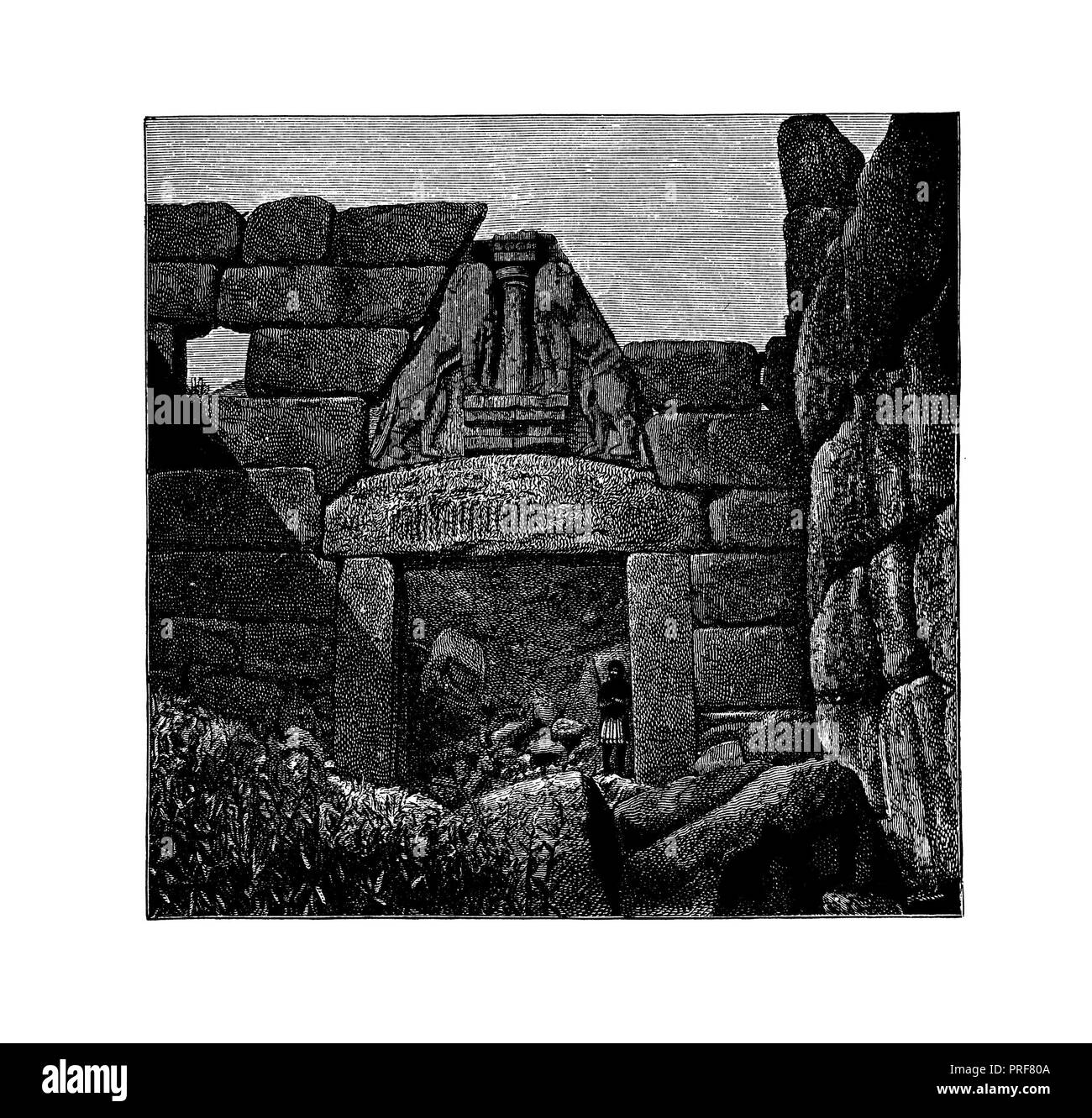 Original artwork of The Lion's Gate at Mycenae (Cycloplan Walls). Published in A pictorial history of the world's great nations: from the earliest dat Stock Photo