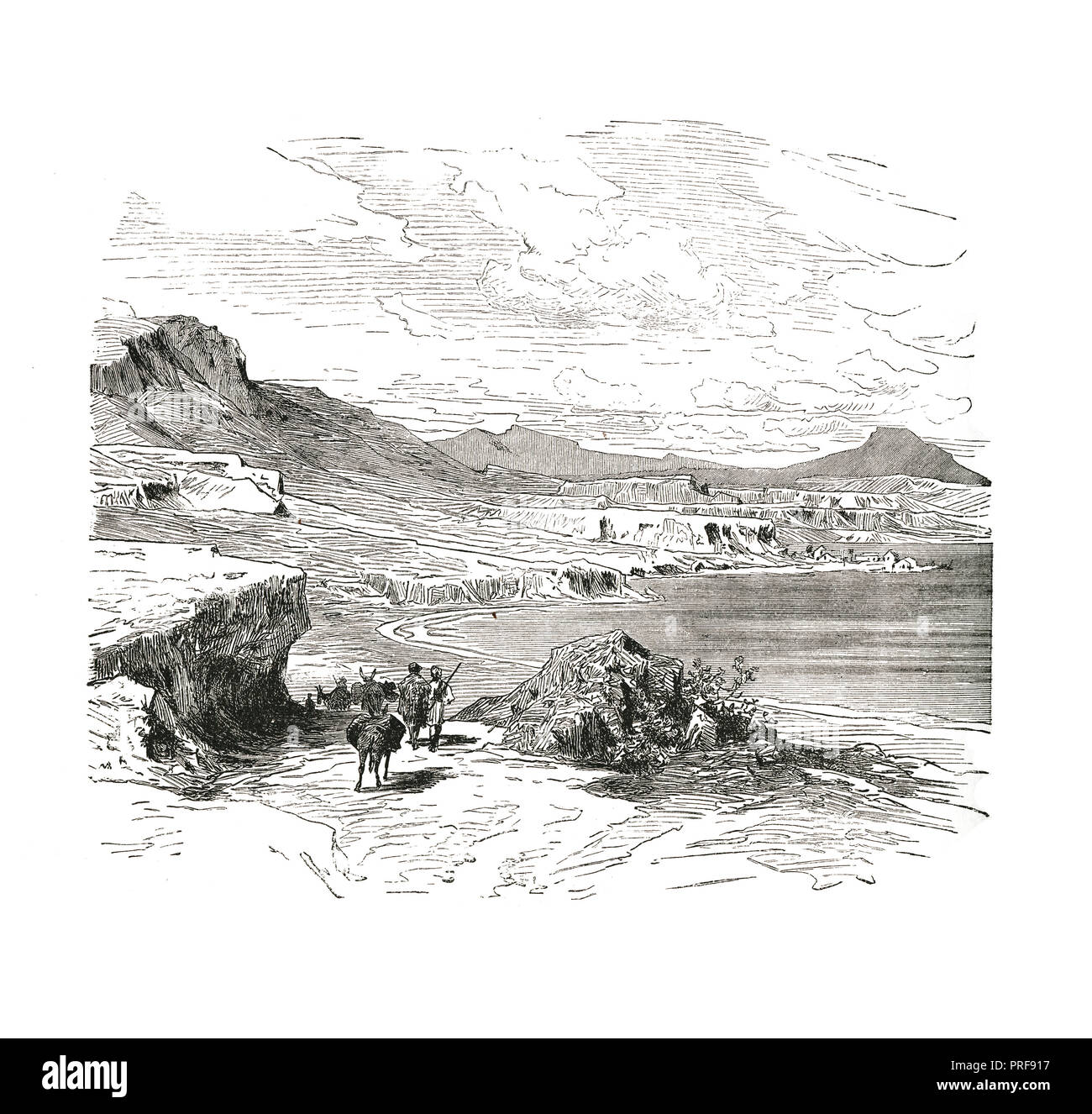 Original artwork of The Gulf of Corinth - (from nature, by L. H. Fischer). Published in A pictorial history of the world's great nations: from the ear Stock Photo