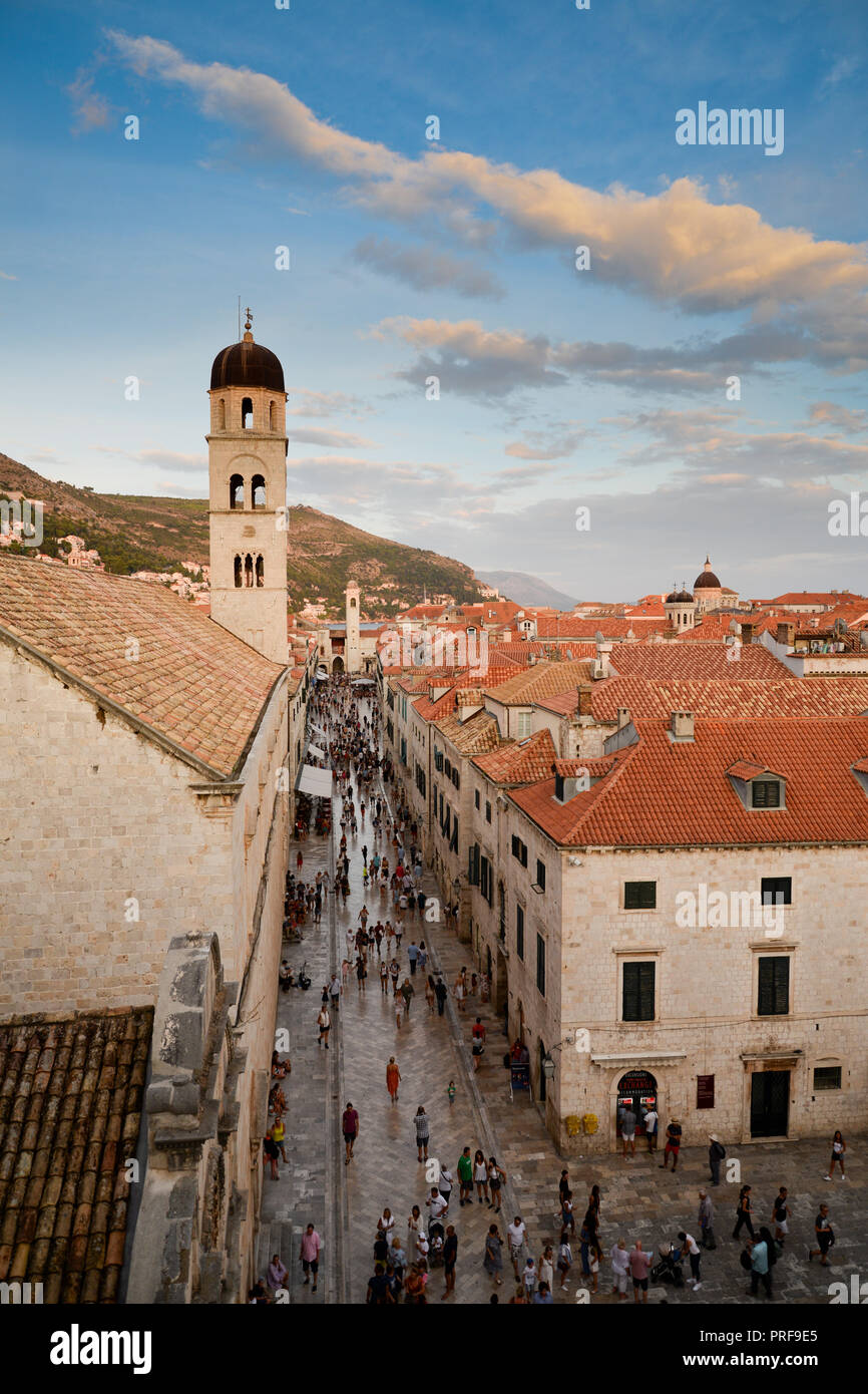 Stradun Street the main street of the historic Croatian city of Dubrovnik Stock Photo