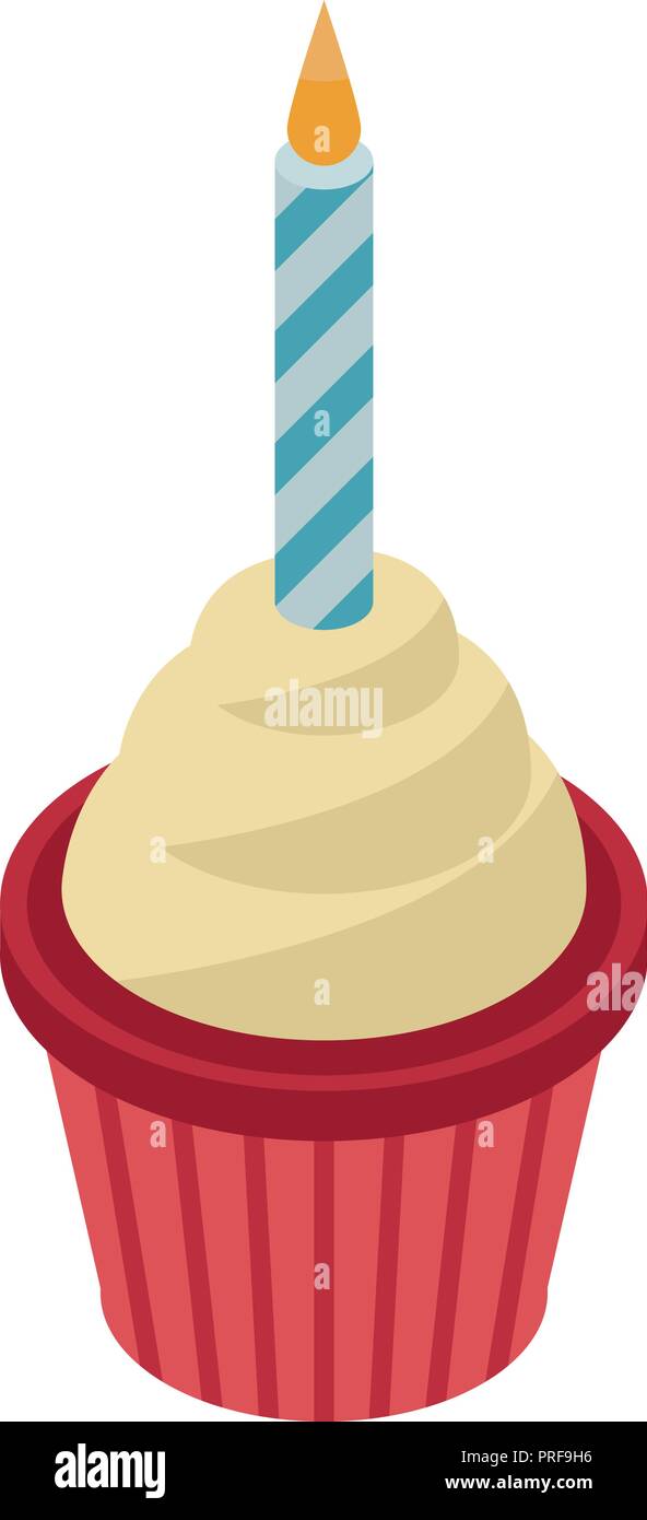 Red cup cake icon, isometric style Stock Vector