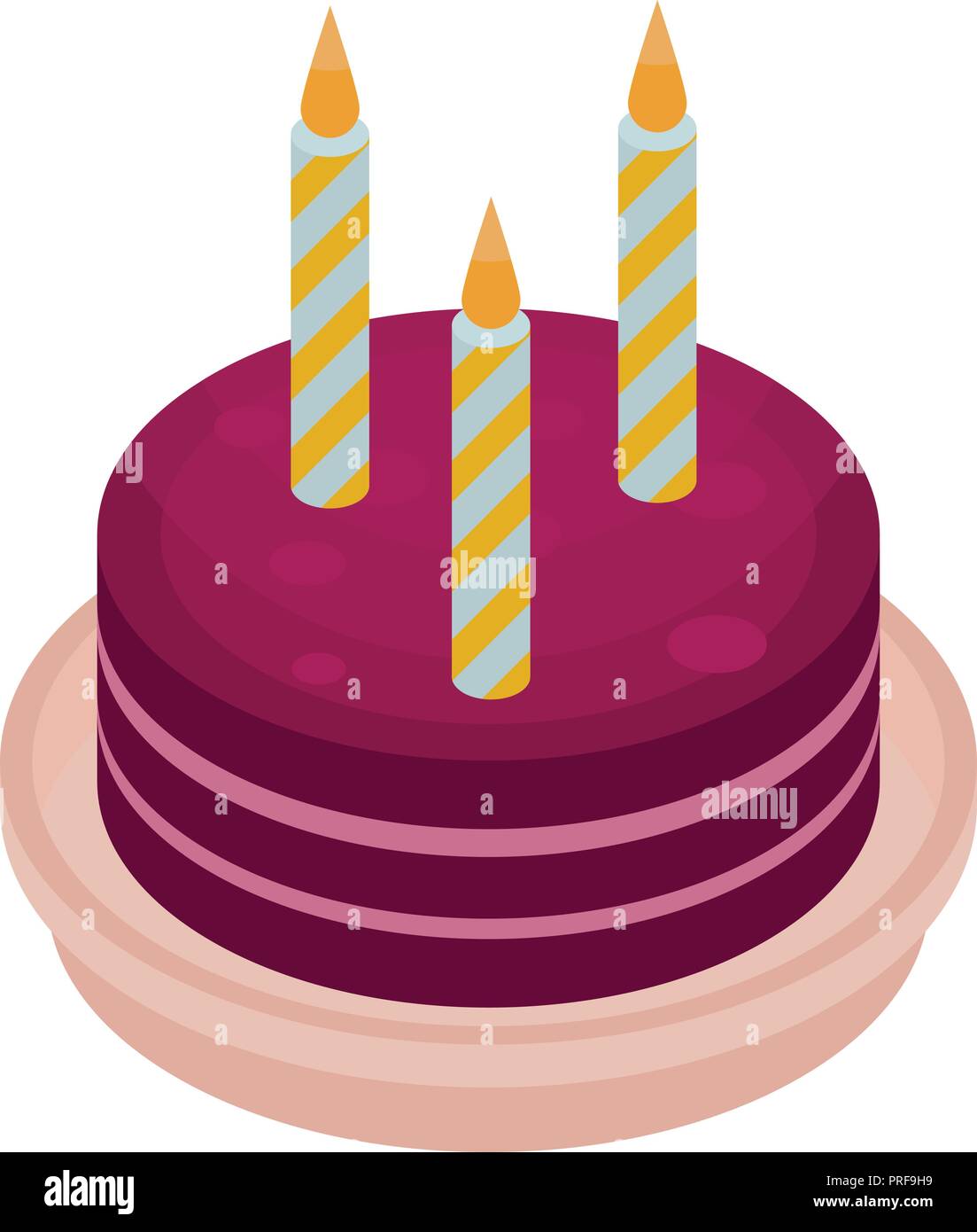 Birthday cake icon, isometric style Stock Vector