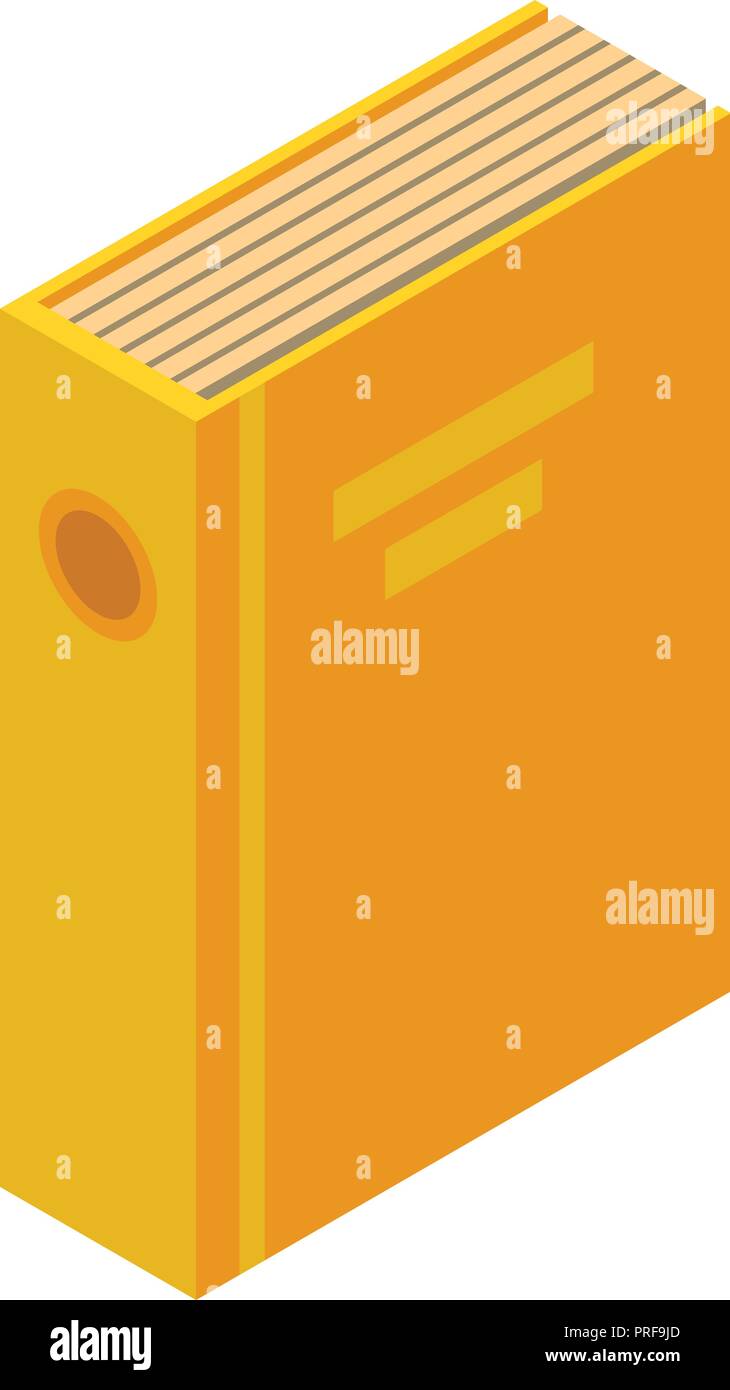Yellow folder icon, isometric style Stock Vector