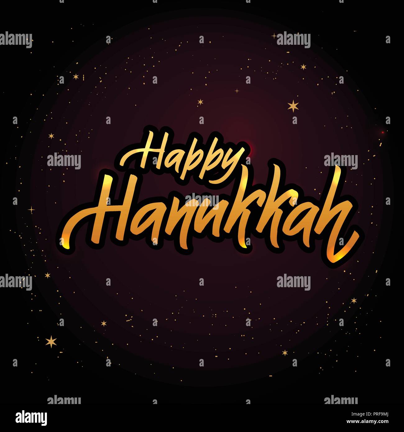 Happy Hanukkah lettering logotype, badge and icon typography.Golden ...
