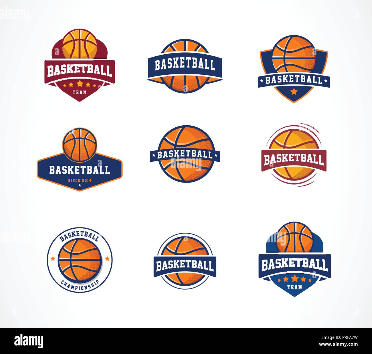 Basketball logo, emblem, icons collections, vector templates Stock Vector