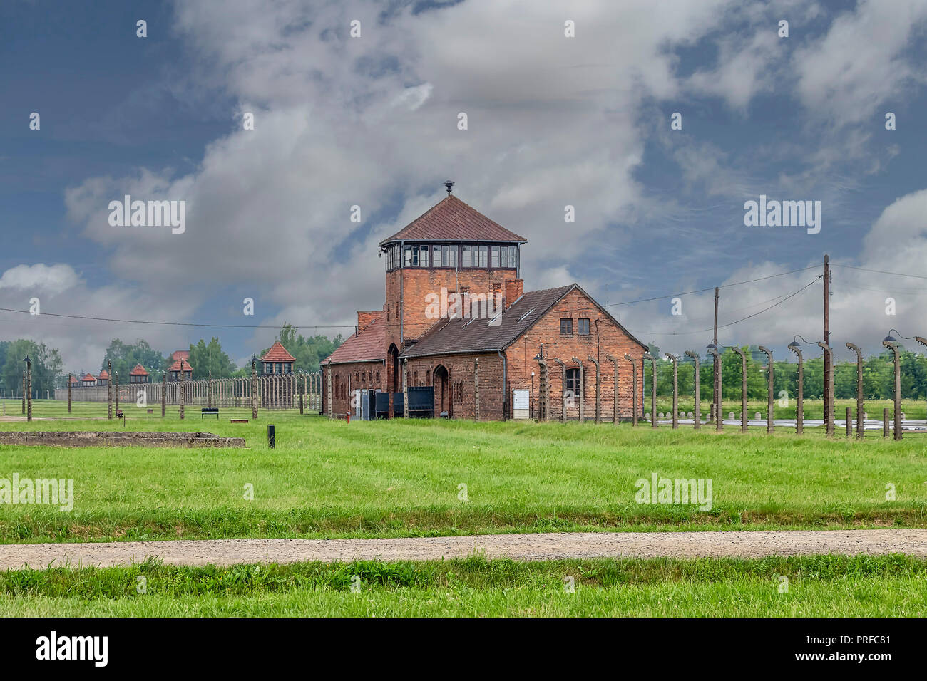 Inside Auschwitz ii Birkenau  concentration and extermination camp. Main building  built and operated by the Third Reich in German-occupied Poland dur Stock Photo