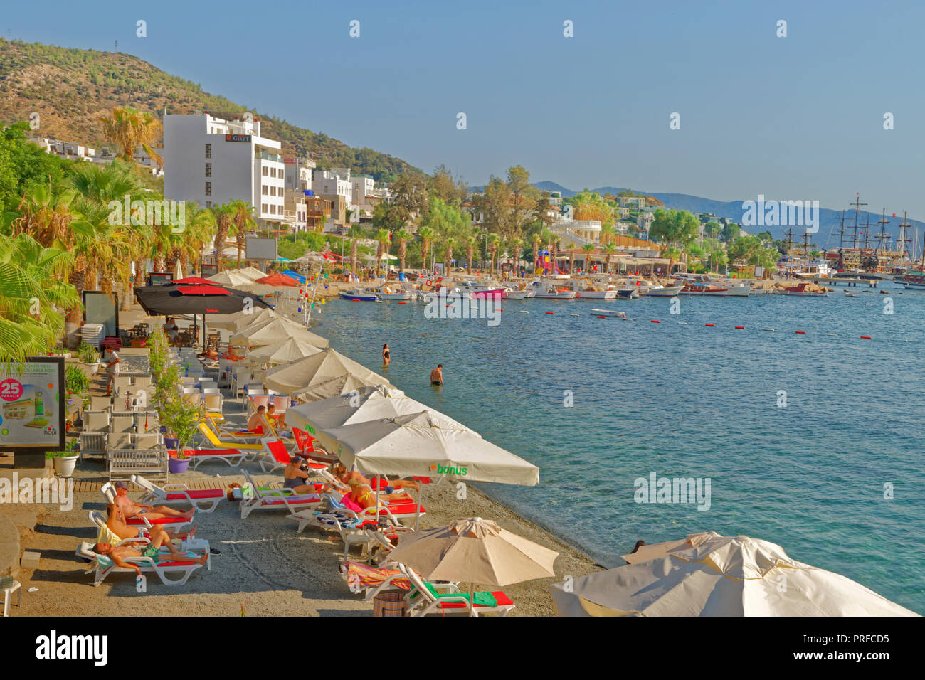 Bodrum seafront on the east bay at Bodrum town, Mugla Province, Turkey. Stock Photo