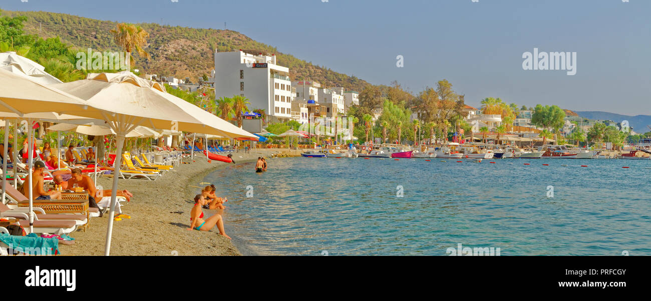 Bodrum seafront on the east bay at Bodrum town, Mugla Province, Turkey. Stock Photo