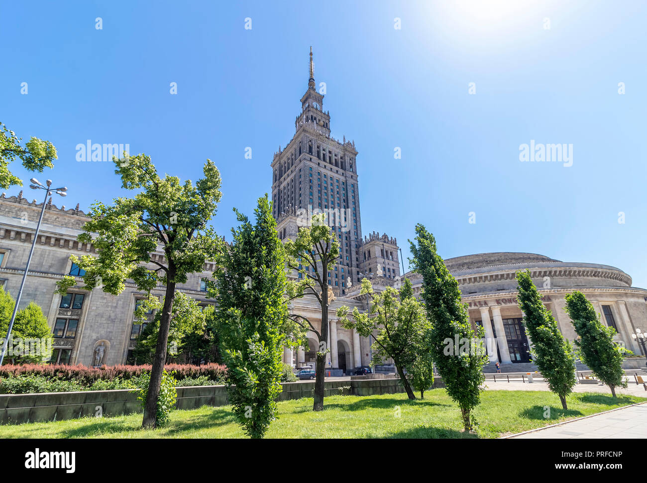 Soviet style building in Warsaw, Poland Stock Photo