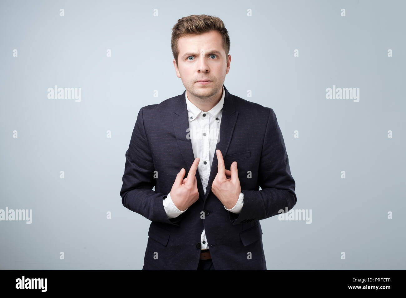 Human hand pointing finger question hi-res stock photography and images ...