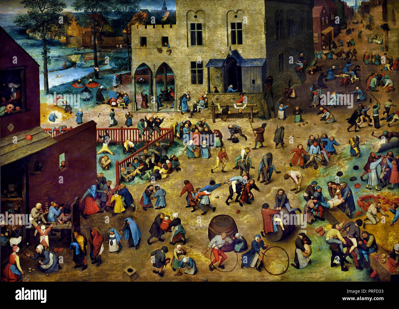 Children's Games 1560 Pieter Bruegel (also Brueghel) the Elder ( 1525-1530 –1569) was the most significant artist of Dutch and Flemish Renaissance painter, Belgium, Belgian, Dutch, The, Netherlands. Stock Photo