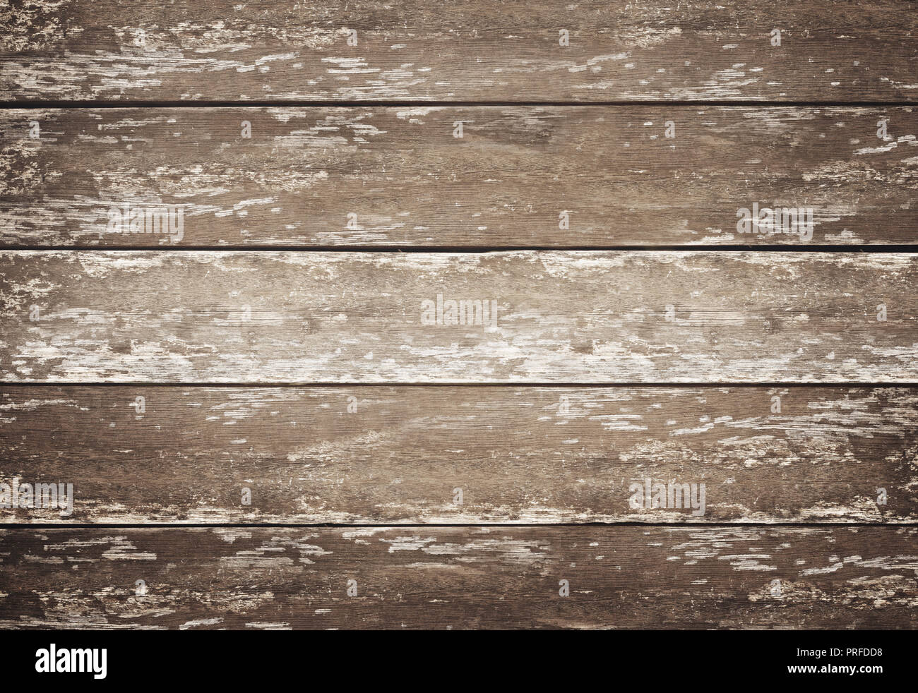 A old and rustic wood table background, top down view. Stock Photo