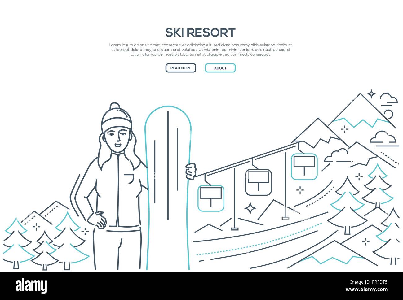 Ski resort modern line design style banner Stock Vector Image & Art