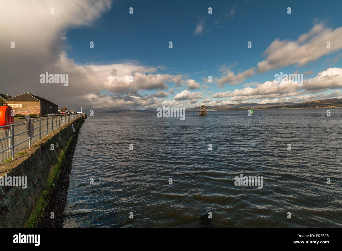 Port Glasgow Scotland Landmark Buildings & River Clyde Coast Line Stock Photo