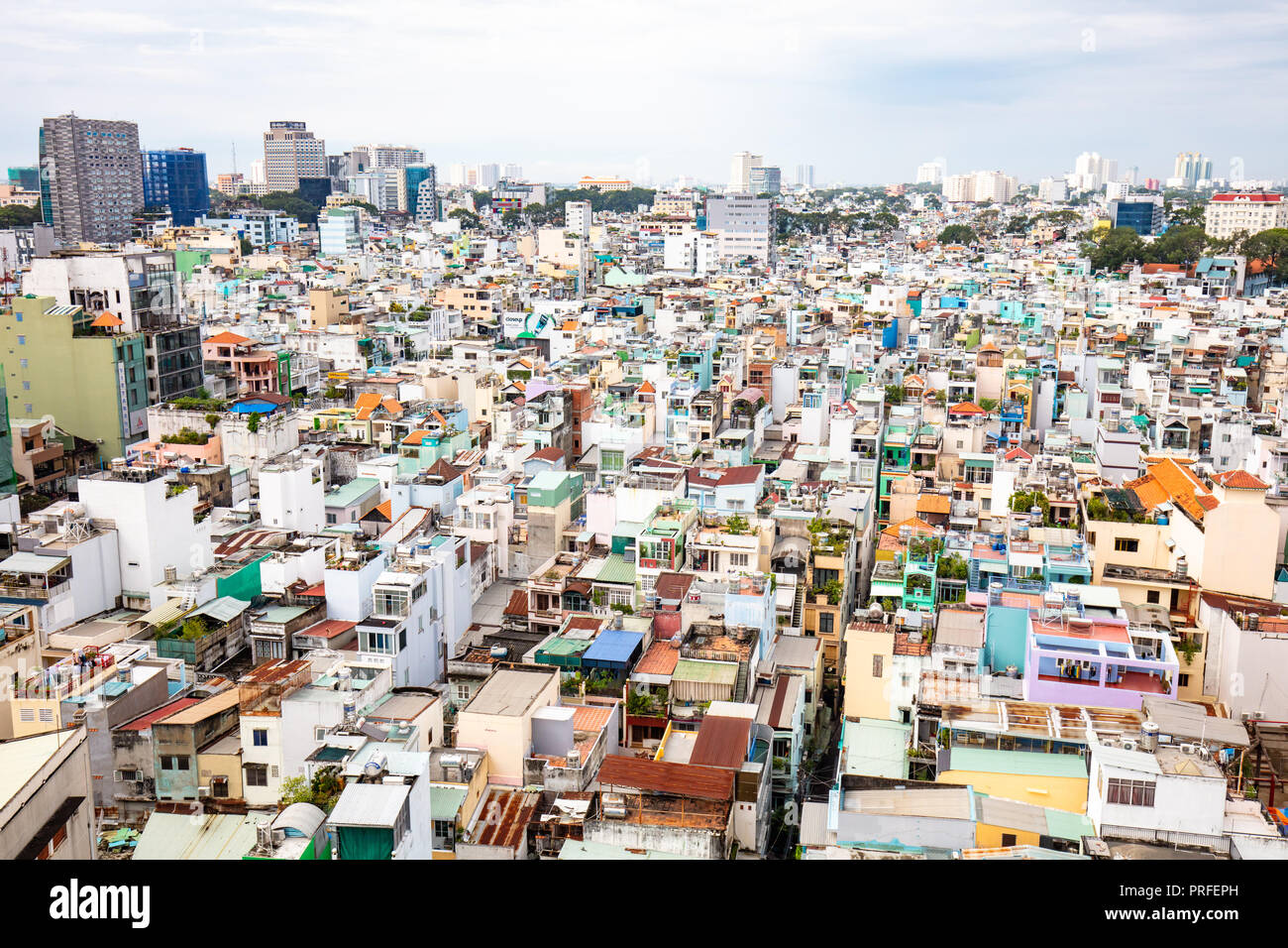 Aerial view over Ho Chi Minh City Stock Photo