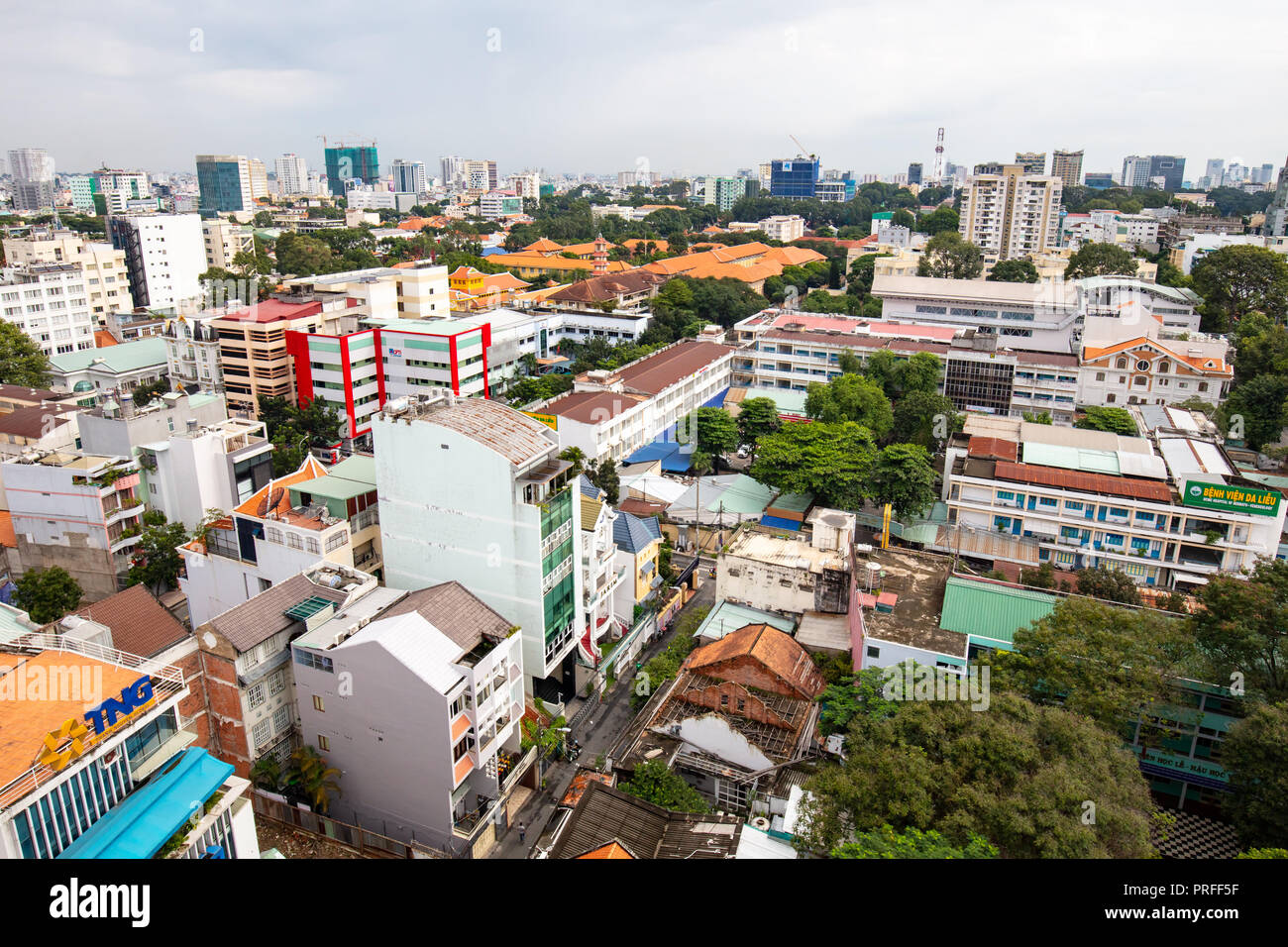 Aerial view over Ho Chi Minh City Stock Photo
