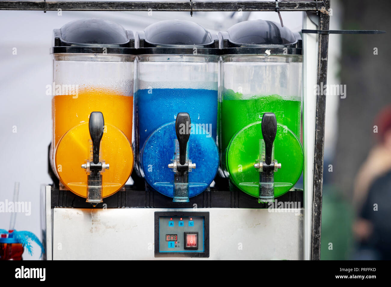 Slush ice Granita making machine in a fast food store Stock Photo