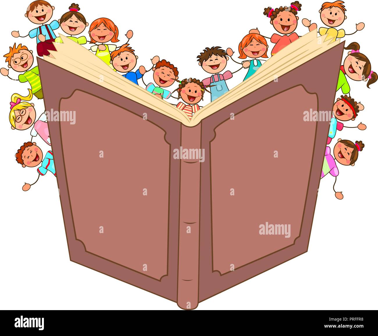 Small group kids reading book hi-res stock photography and images 