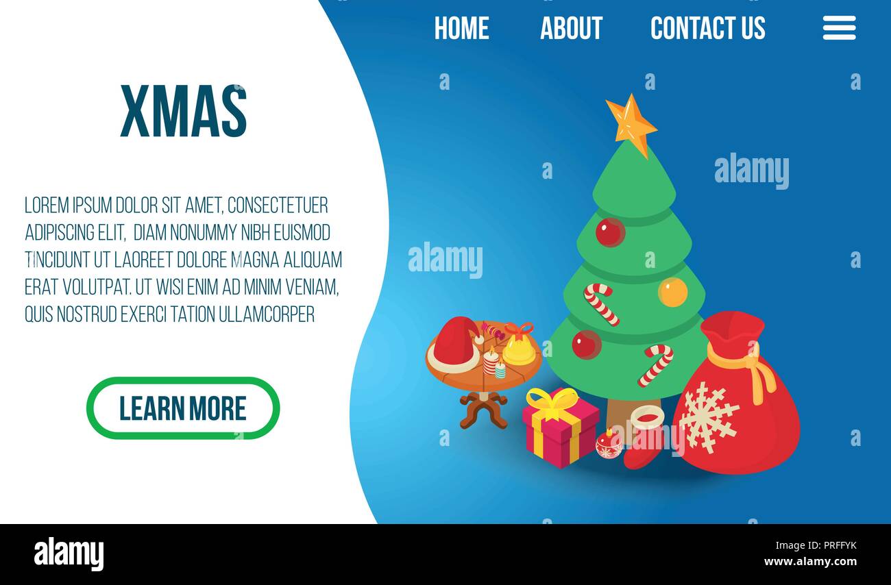 Xmas concept banner, isometric style Stock Vector