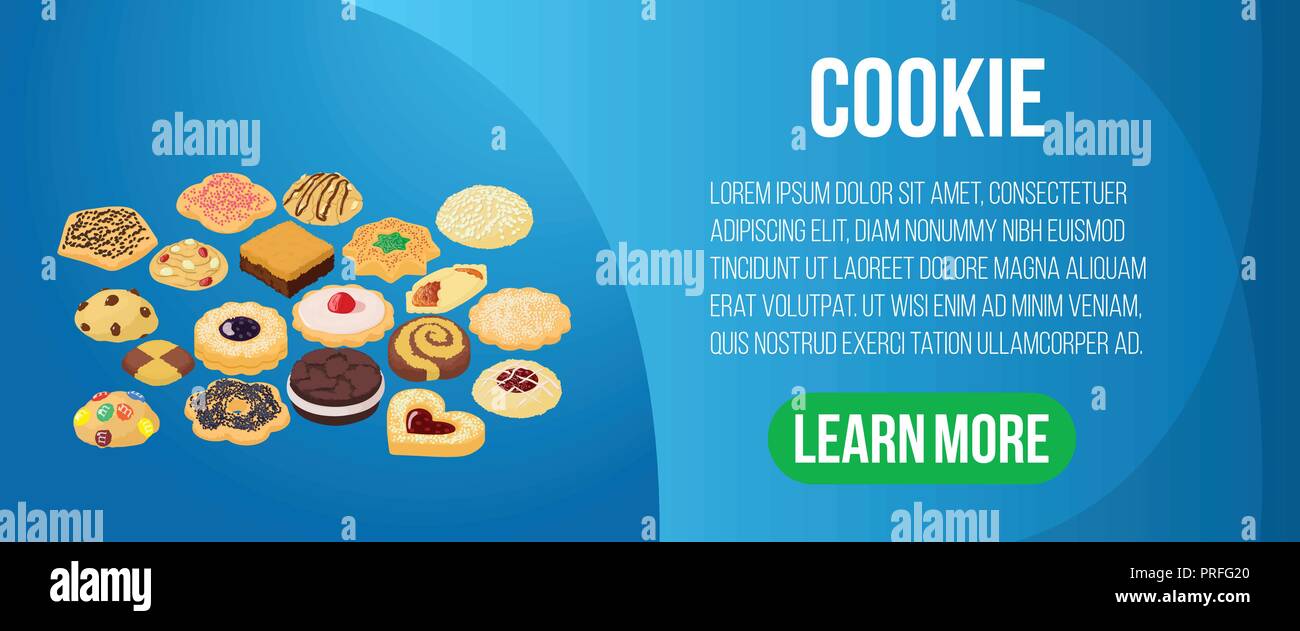 Cookie concept banner, isometric style Stock Vector