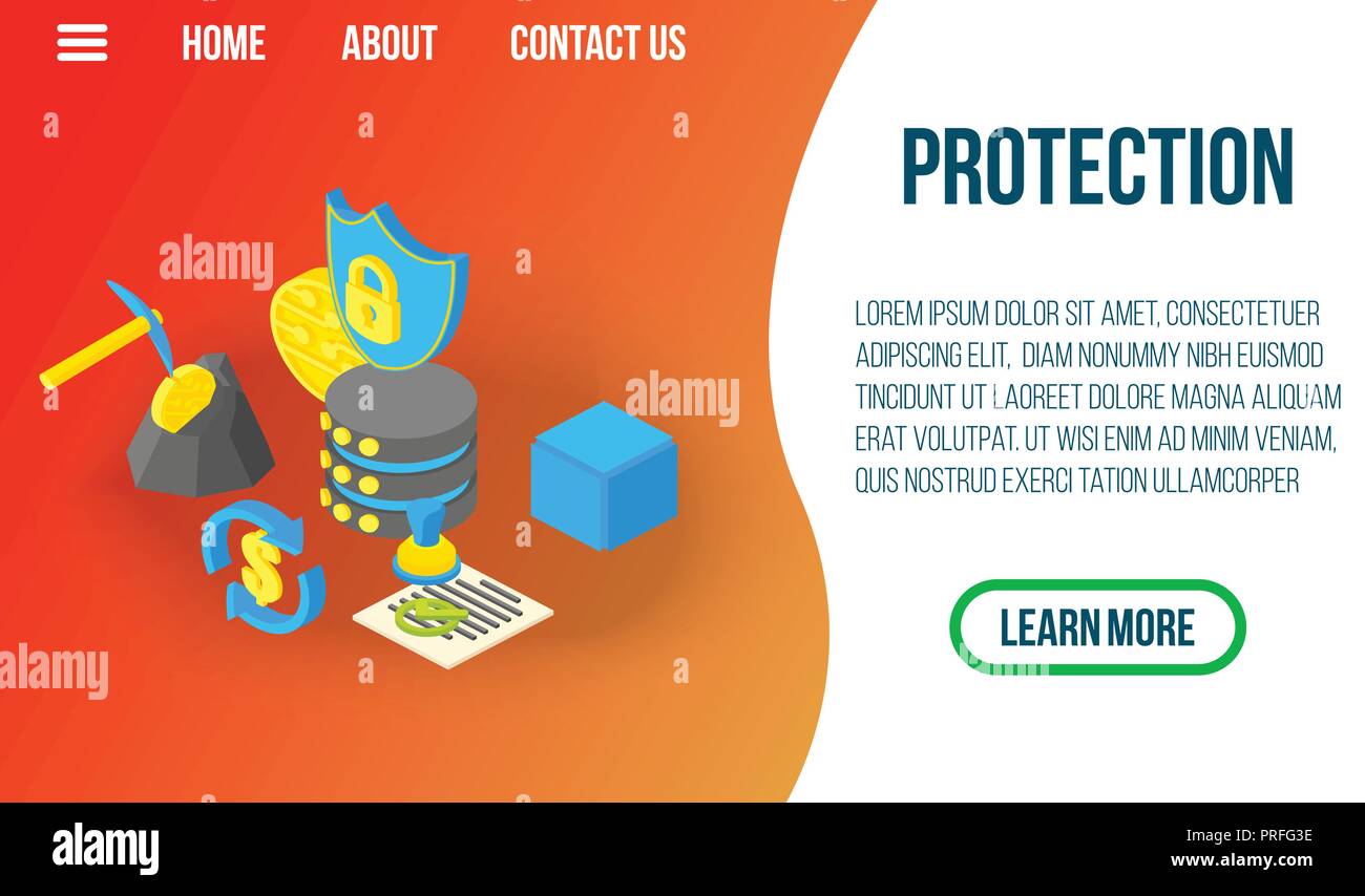 Protection concept banner, isometric style Stock Vector