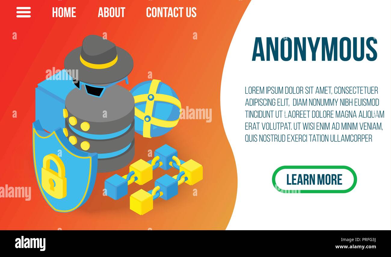 Anonymous concept banner, isometric style Stock Vector