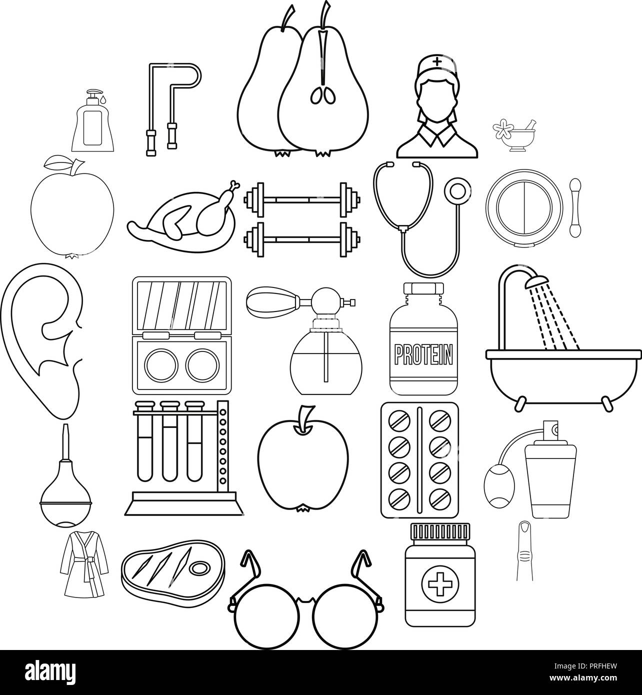 Fitness icons set, outline style Stock Vector Image & Art - Alamy