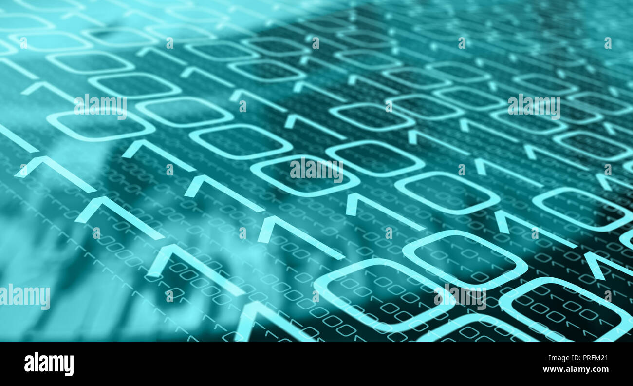 Big data transfer cyber security, deep learning new technology Stock Photo