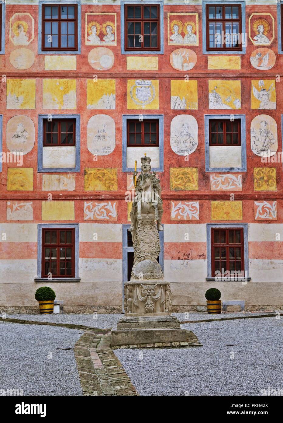 Painted courtyard of Forchtenstein Castle in Austria Stock Photo