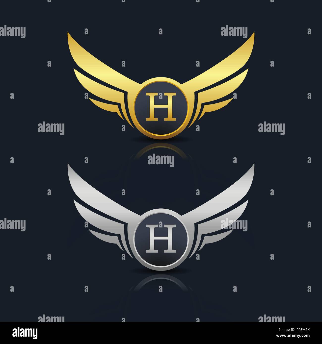 Wings Shield Letter H Logo Template Stock Vector