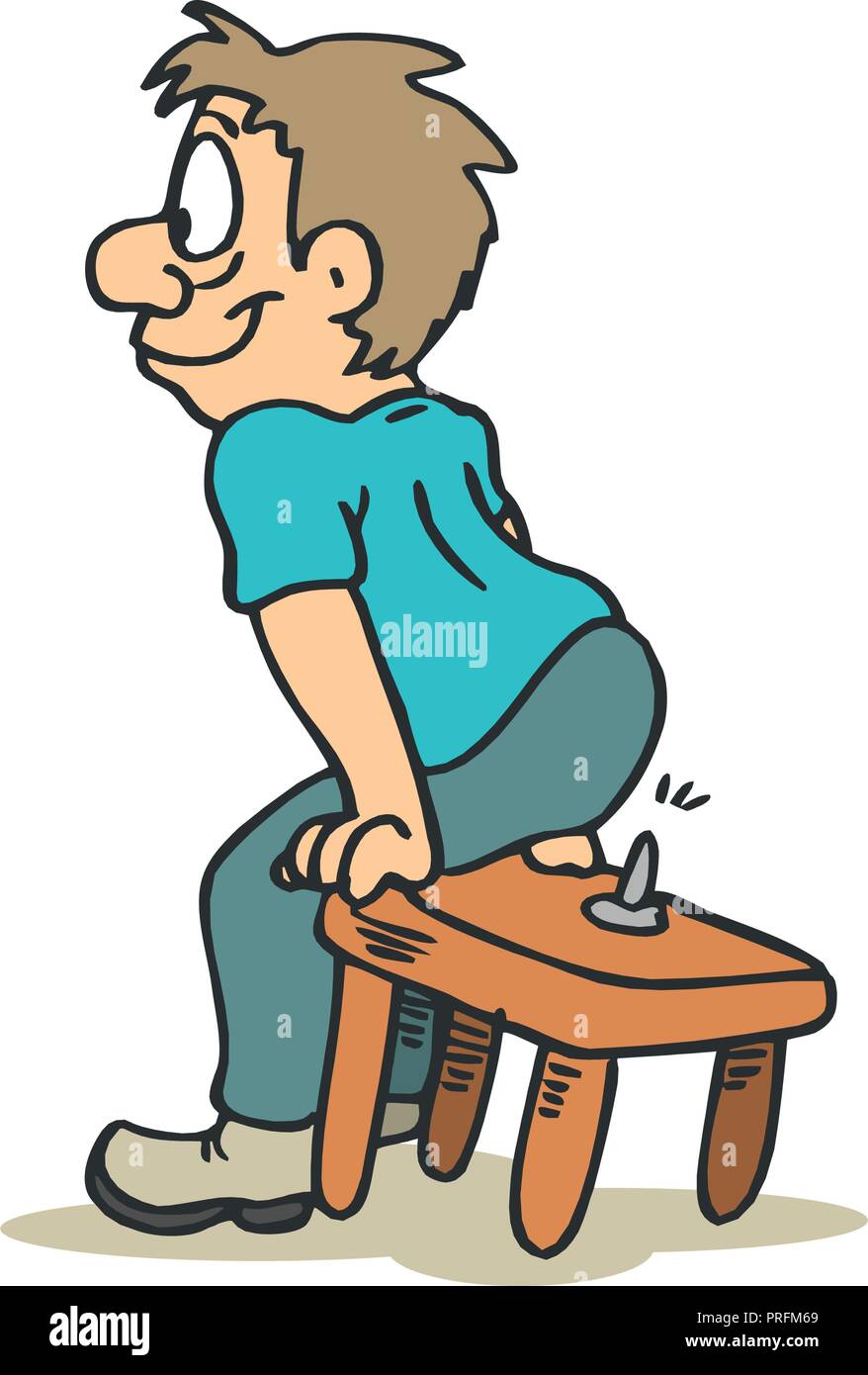 Illustration of a man Sitting on chair . Practical Jokes clipart