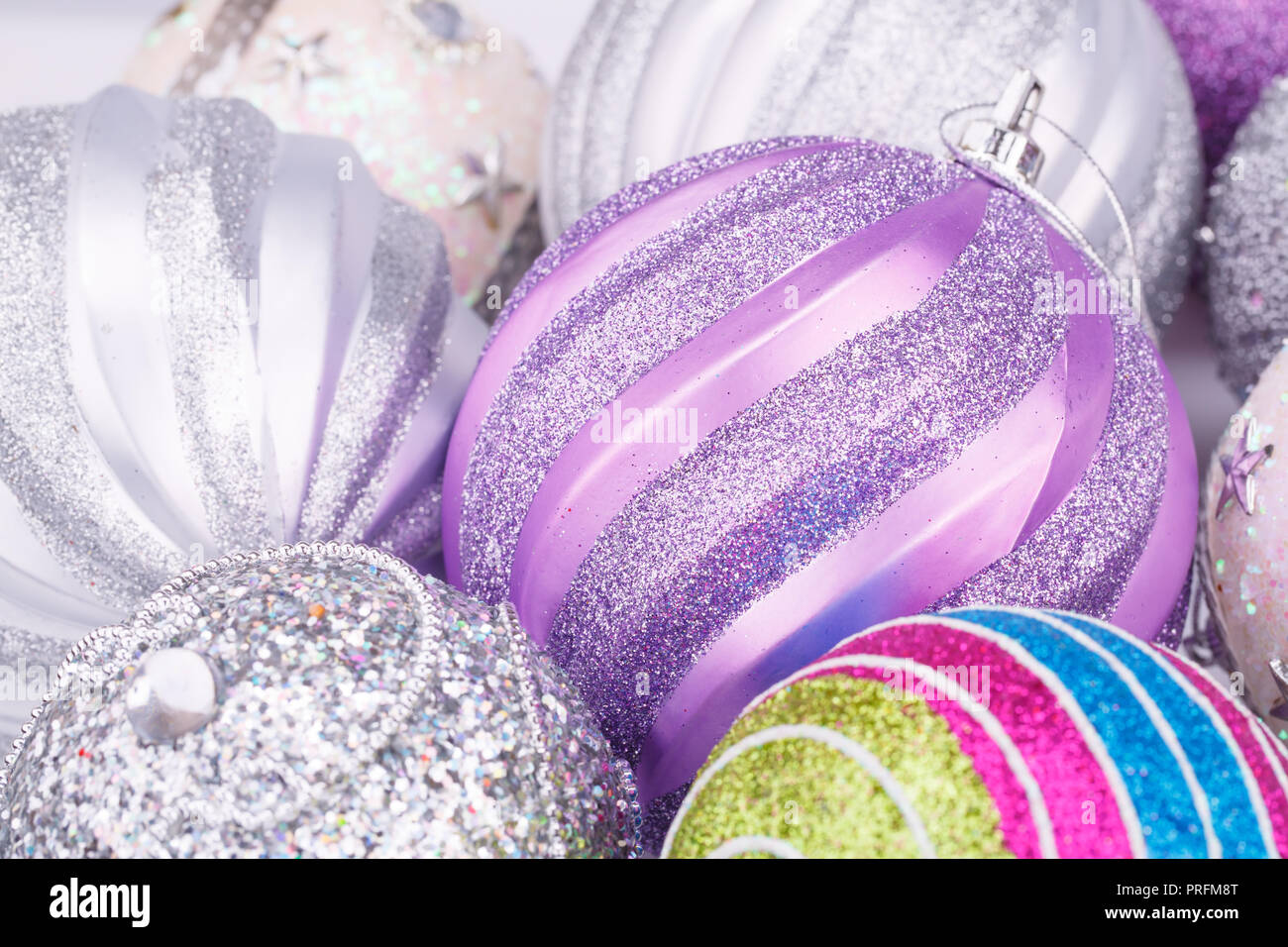 Christmas colorful balls closeup picture Stock Photo - Alamy