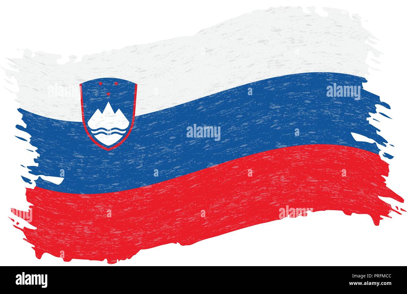 Flag of Slovenia, Grunge Abstract Brush Stroke Isolated On A White ...