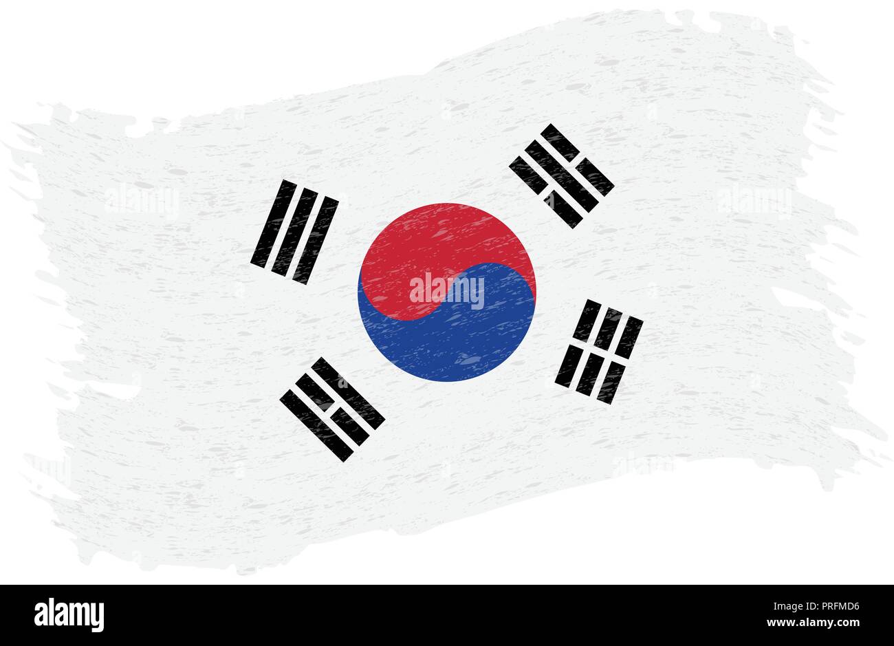 Flag of South Corea, Grunge Abstract Brush Stroke Isolated On A White Background. Vector Illustration. Stock Vector