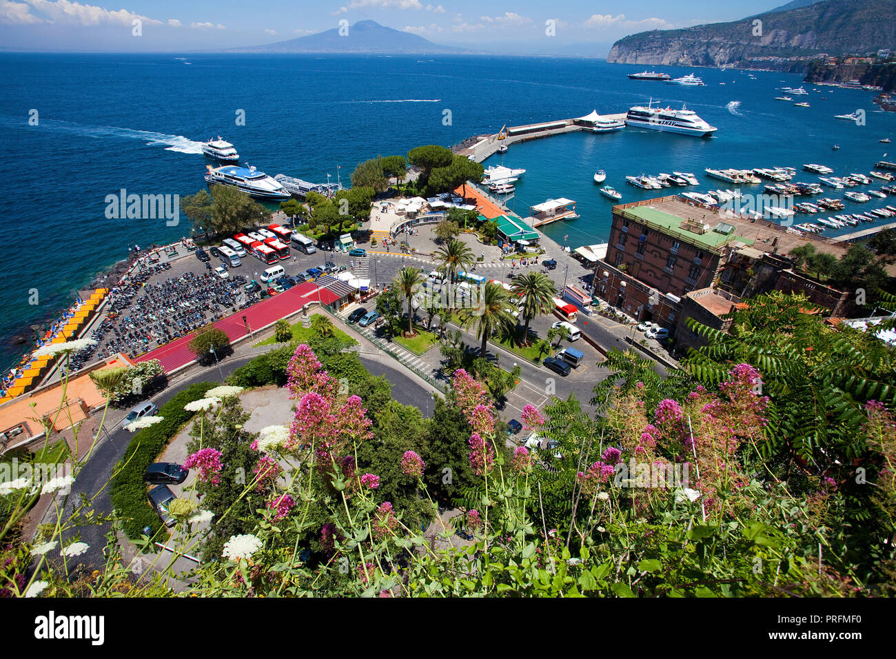 View on the harbour Marina Grande and the coast, Sorrento, Peninsula of