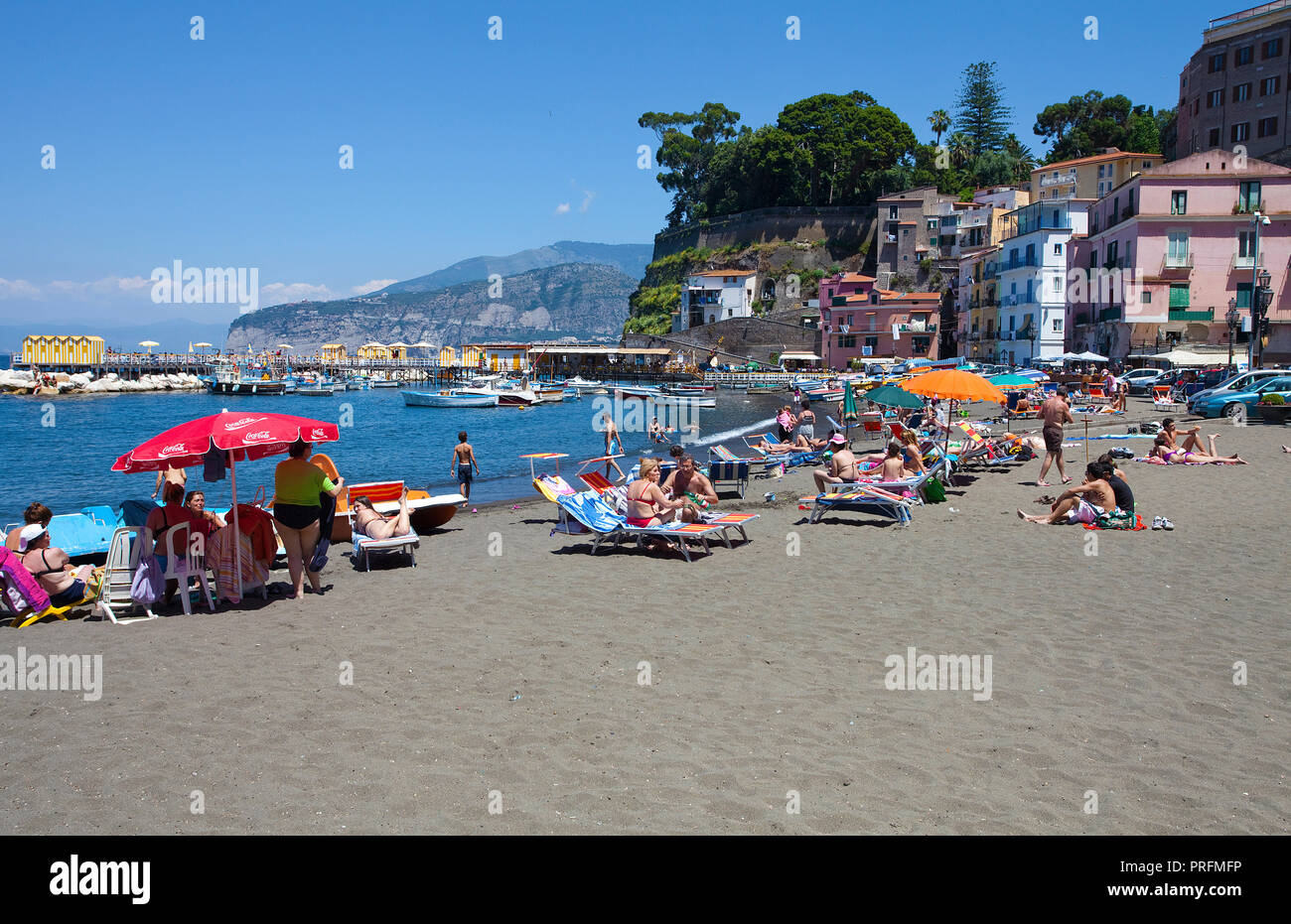 Bathing beach at Marina Piccola, Sorrento, Peninsula of Sorrento, Gulf