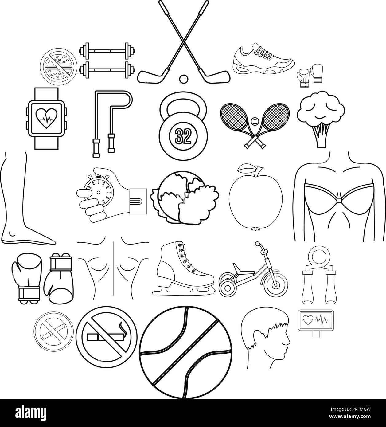 Workout icons set, outline style Stock Vector Image & Art - Alamy