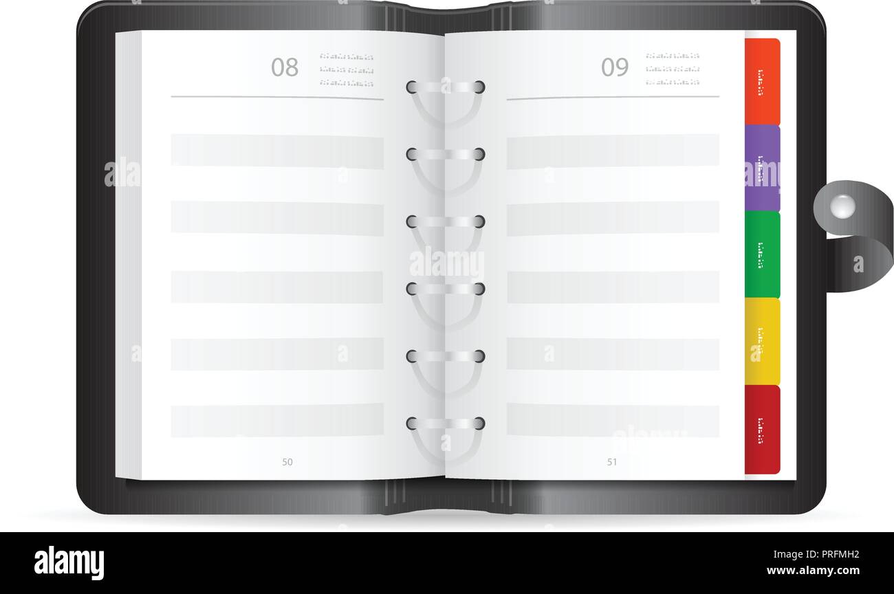 Open Adress book realistic icon, vector illustration Stock Vector