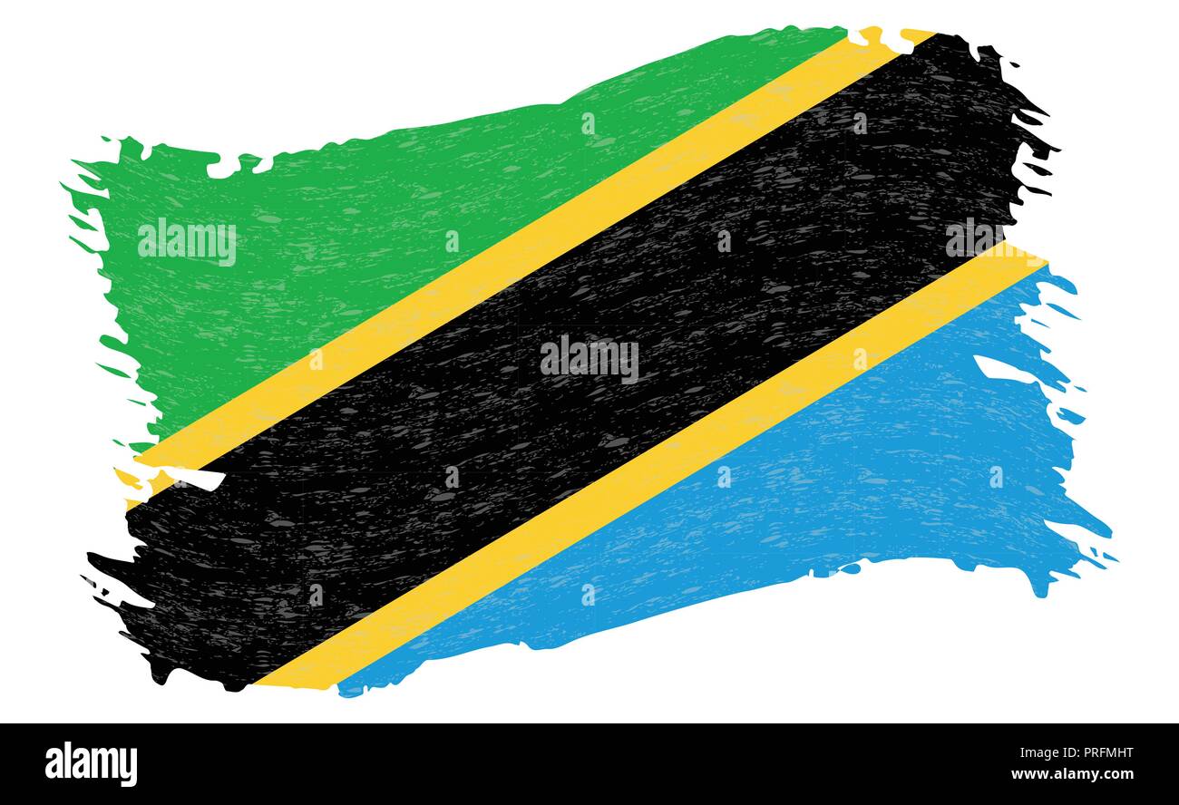 Flag of Tanzania, Grunge Abstract Brush Stroke Isolated On A White ...