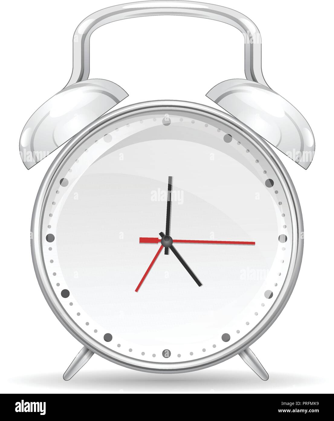 Realistic red metal alarm clocks. Vector illustration on white background Stock Vector