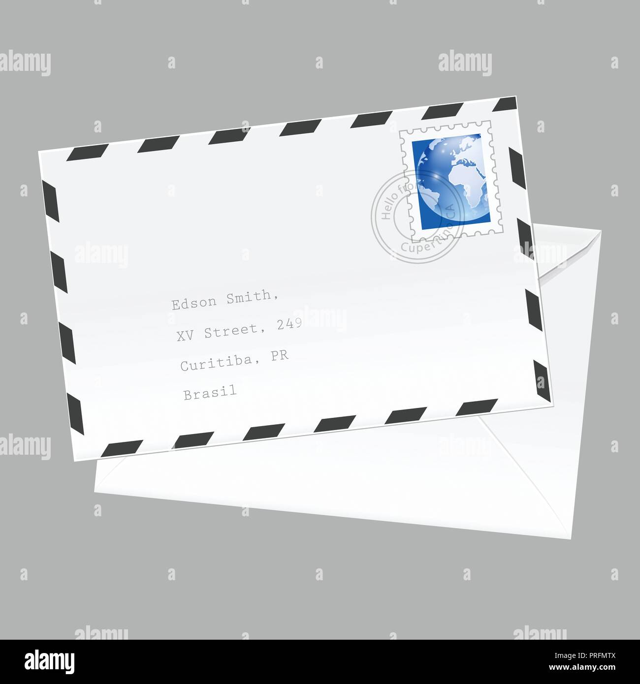 Air mail envelope, isolated on white background, vector illustration. Stock Vector