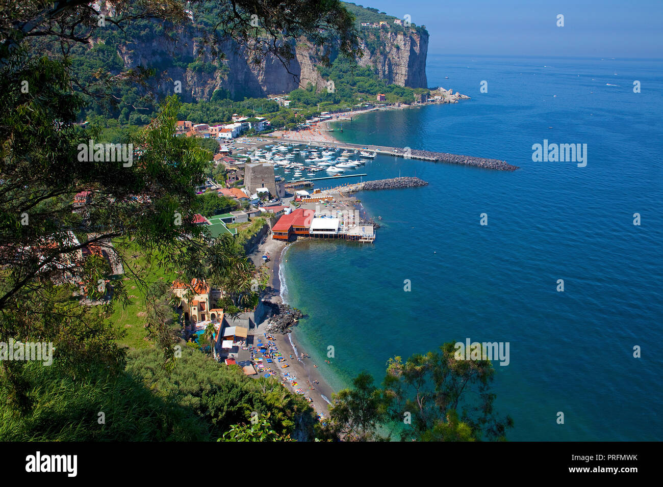 Fishing village and harbour of Seiano, close Sorrento, Peninsula of Sorrento, Gulf of Naples, Campania, Italy Stock Photo