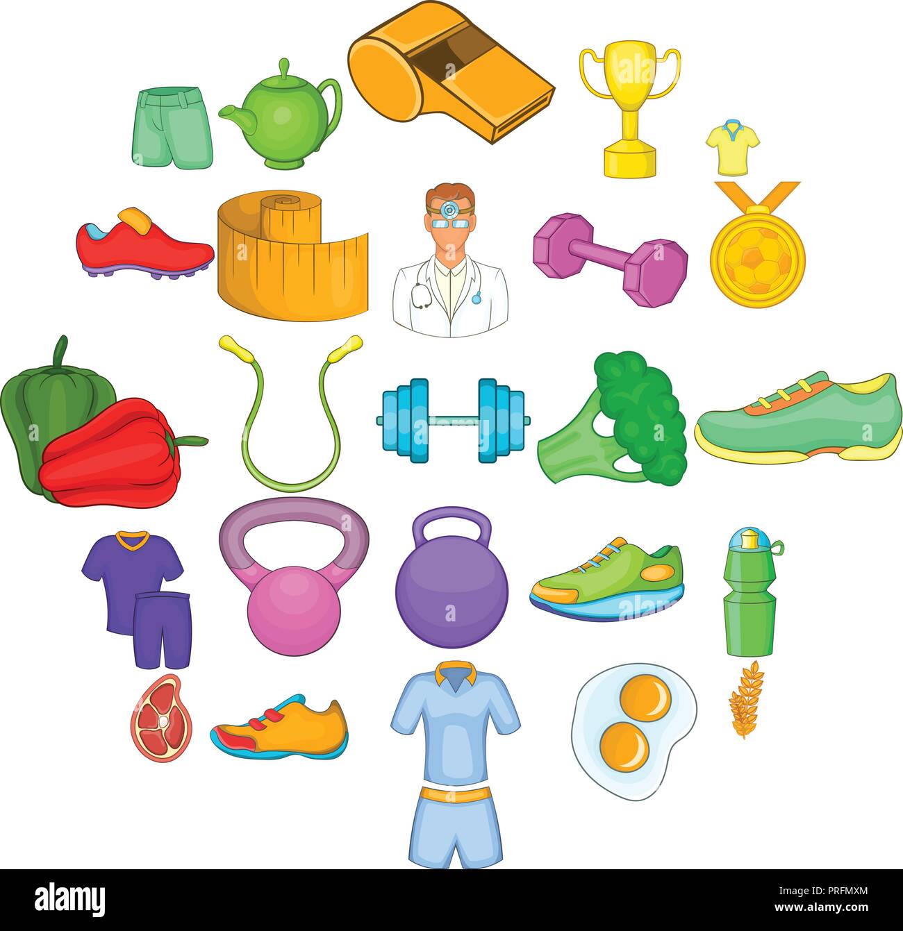 Healthy Lifestyle Icons Set Cartoon Style Stock Vector Image And Art Alamy