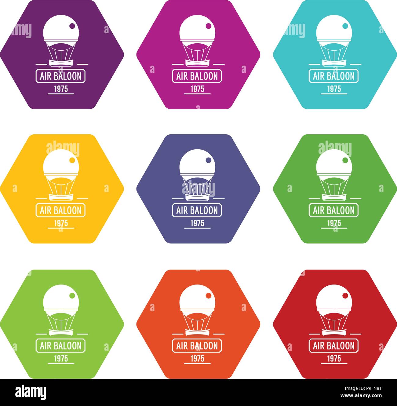 Retro air balloon icons set 9 vector Stock Vector Image & Art - Alamy