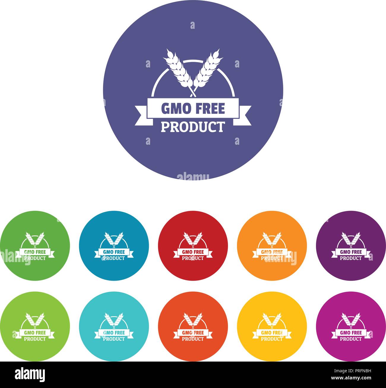 Gmo free bakery icons set vector color Stock Vector