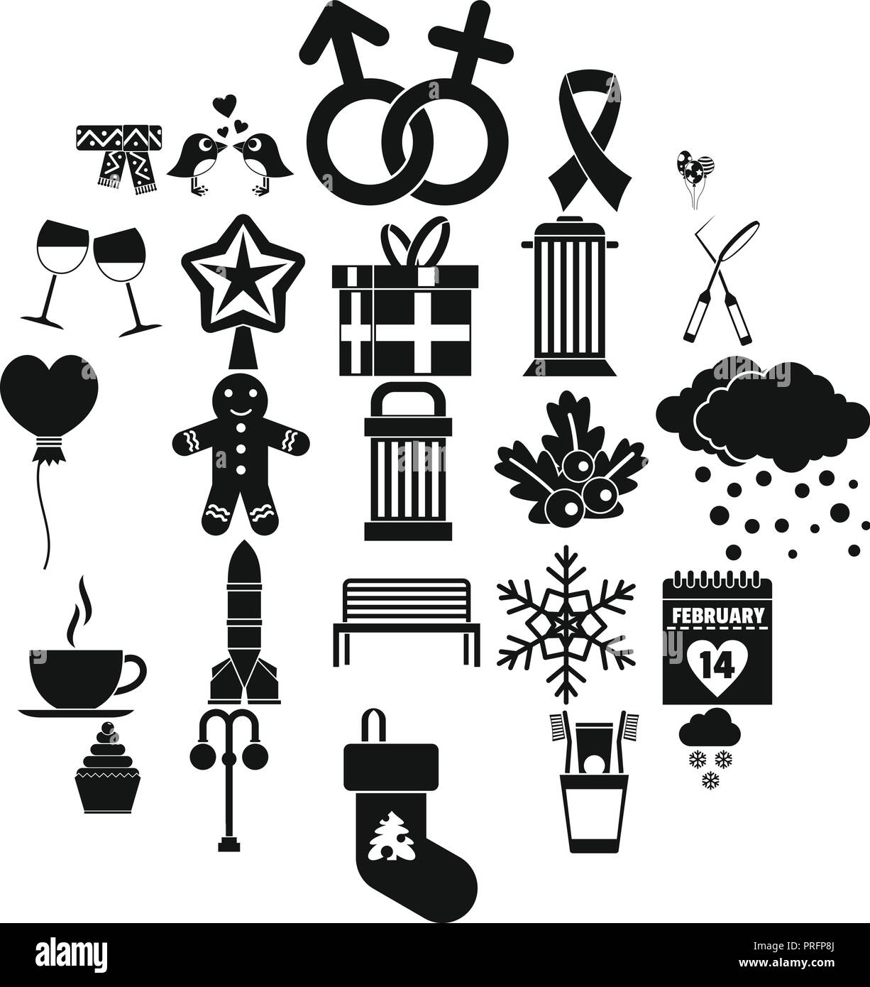 Holiday icons set, simple style Stock Vector